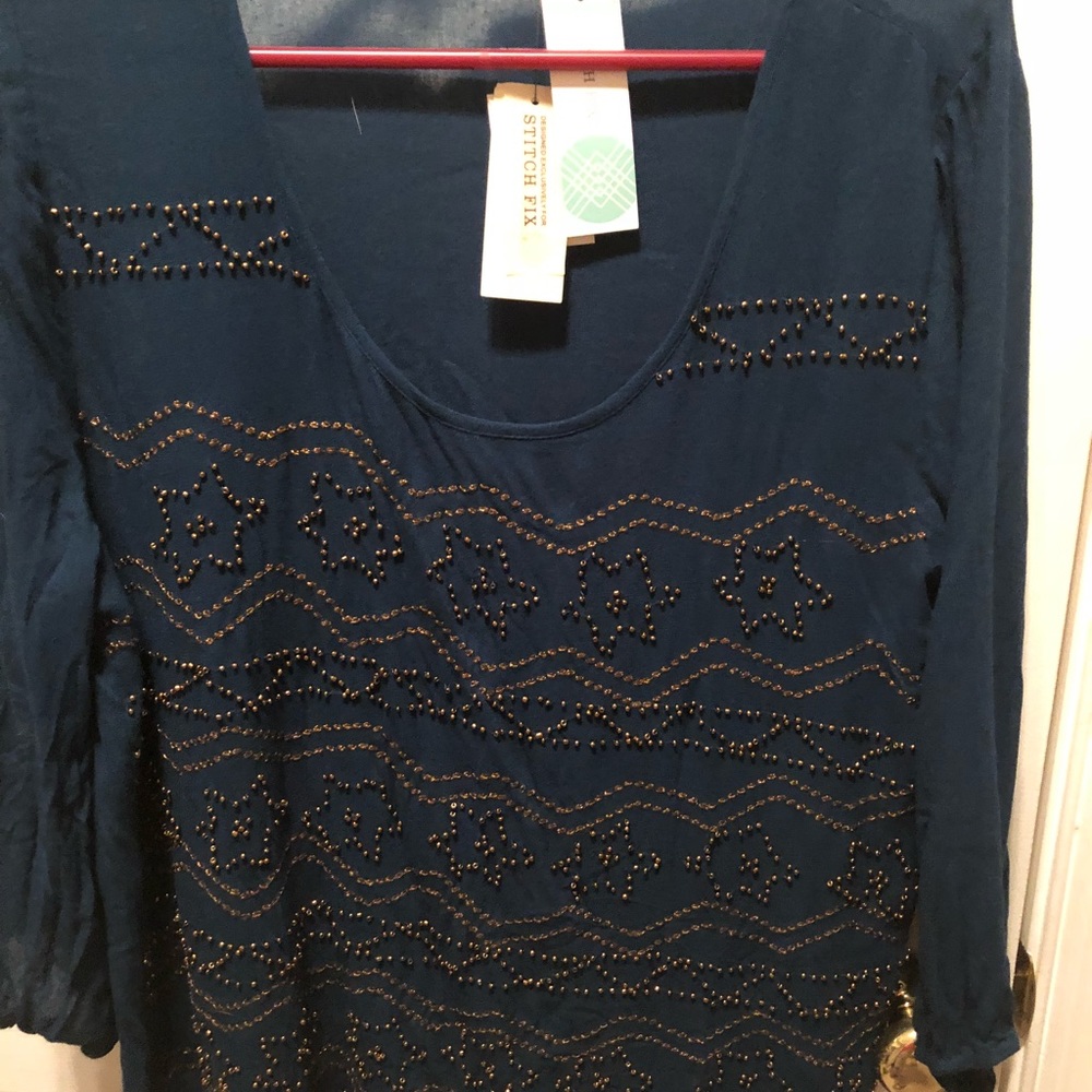 Blue Beaded Top